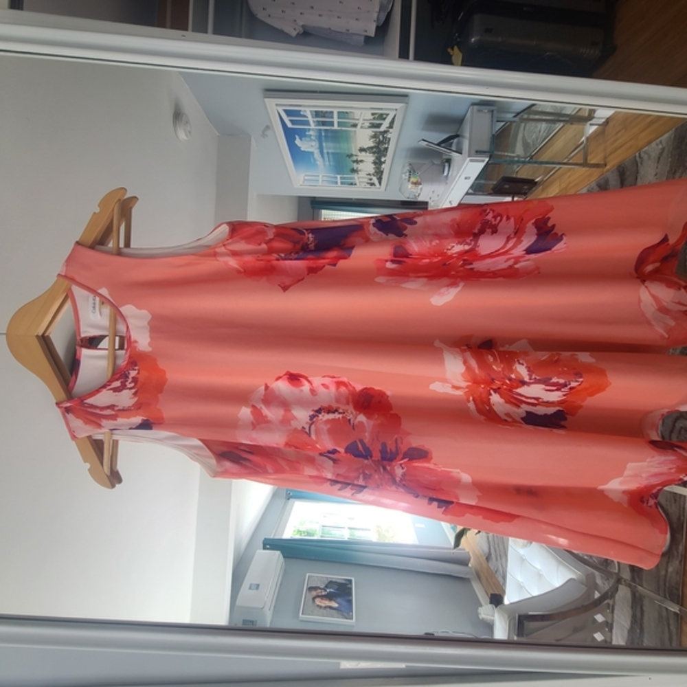 Calvin Klein Orange and Pink Halter Sundress